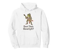 Funny Medieval Frog Knight Rock Star: Dost Thou Shred Left? Pullover Hoodie