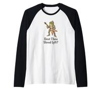 Funny Medieval Frog Knight Rock Star: Dost Thou Shred Left? Raglan Baseball Tee