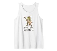Funny Medieval Frog Knight Rock Star: Dost Thou Shred Left? Tank Top