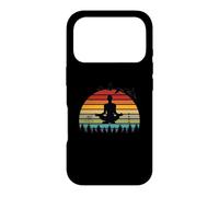 Funny Meditation Yoga Instructors Retro Sunset Design Case for iPhone 17 Pro