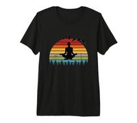 Funny Meditation Yoga Instructors Retro Sunset Design Premium T-Shirt