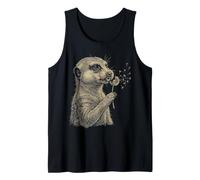 Funny Meerkat Blowing Dandelion Vintage Men Women Kids Tank Top