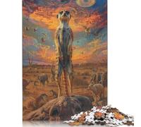 Funny Meerkat Jungle Jigsaw Puzzles 500 Pieces for Adults Wooden Puzzles Brain Exercise Challenge Game Entertainment Gifts Teenagers Family Activity 500pcs (52x38cm)
