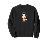 Funny Meerkat Wearing Sunglasses Playing Sitar Sitarist Sweatshirt