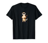 Funny Meerkat Wearing Sunglasses Playing Sitar Sitarist T-Shirt
