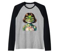 Funny Melancholic Frog Portrait Classical Painting Raglan Baseball Tee