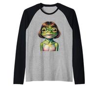 Funny Melancholic Frog Portrait Classical Painting Raglan Baseball Tee
