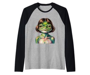 Funny Melancholic Frog Portrait Classical Painting Raglan Baseball Tee