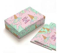 Funny Melting Ice Cream Birthday Wrapping Paper Folded Sheets, 120GSM Thick Kraft Wrapping Paper for Women, Sarcastic Dropped Cone Print Present Packaging for Bestie Friend, 2 Pack