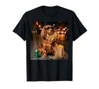 Funny Meme Dachshund Eating Hotdog and Fries T-Shirt