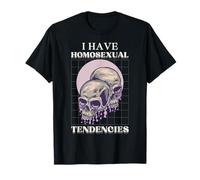 Funny Meme LGBTQ Goth Skull I Have Homosexual Tendencies T-Shirt