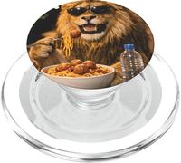 Funny Meme Lion Sunglasses Eating Meatballs Spaghetti Retro PopSockets PopGrip for MagSafe