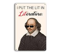 Funny Meme Tin Sign for English Teacher - Shakespear Motivational Metal Sign for Classrooms - High School Middle School Student Educational Wall Decor Poster - Modern Inpirational Wall Art Decorations