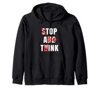 Funny Meme Y2K Stop And Think Top A Twink Zip Hoodie