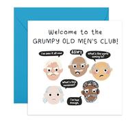 Funny Men Birthday Card - Grumpy Old Men's Club - Gifts for Dad, Grandpa, Husband, Uncle, Him, Neighbours, Friends, Colleagues, Retired - Oldies, Bald and Grouchy - Comes with Stickers