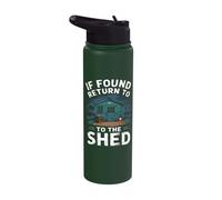 Funny Men Who Love Sheds Cabins Workshop Handyman Man Cave Stainless Steel Insulated Water Bottle