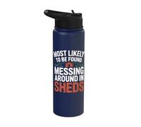 Funny Men Who Love Sheds Cabins Workshop Handyman Man Cave Stainless Steel Insulated Water Bottle