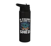 Funny Men Who Love Sheds Cabins Workshop Handyman Man Cave Stainless Steel Insulated Water Bottle
