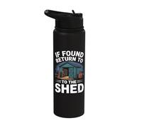 Funny Men Who Love Sheds Cabins Workshop Handyman Man Cave Stainless Steel Insulated Water Bottle