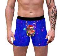 Funny Mens Boxers, Woven Boxers for Men, Boxers Reindeer Snowflake Santa Claus Printed Underwear Loose Festive Costumes Plus Size Soft 3d Novelty Xmas Underpants Breathable Comfortable Retro