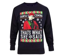 Funny Mens Christmas Sweatshirt Limited Edition Ugly Dabbin Through The Snow Mans Not Hot Ting Goes Pap Pap Pap - Big Shaq Sweater Jumper Xmas Funny Gift (L, SantaComing-Navy)