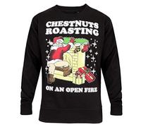 Funny Mens Christmas Sweatshirt Limited Edition Ugly Dabbin Through The Snow Mans Not Hot Ting Goes Pap Pap Pap - Big Shaq Sweater Jumper Xmas Funny Gift (XL, Roasting-Black)