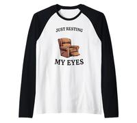 Funny Mens Humor Daddy Grandpa Just Resting My Eyes Raglan Baseball Tee