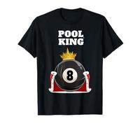 Funny Mens Pool King 8 Ball Billiards League Game Player T-Shirt