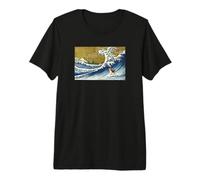 Funny Mens Retro Vintage Surfing A Wave Beagle Dog Lover Premium T-Shirt