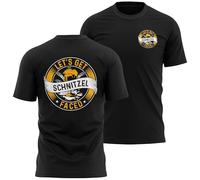 Funny Mens T Shirt for Oktoberfest Lets Get Schnitzel Faced Design Large Back Print German Beer Festival Tee, L, Black