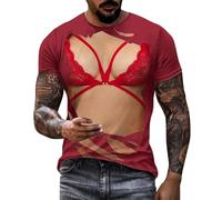 Funny Mens T-Shirts Print Men's Shirts Short Sleeve Basic Pullover Shirt Crew Neck Lightweight T-Shirts Red