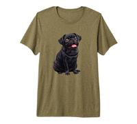 Funny Mens Womens & Kids Happy Panting Black Pug Lover Premium T-Shirt