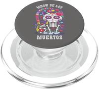 Funny MEOW DE LOS MUERTOS Day of Dead Cat Skeleton Halloween PopSockets PopGrip for MagSafe