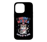 Funny Meow-merica Patriotic Cat 4th of July Humor Case for iPhone 14 Pro Max