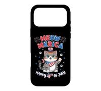 Funny Meow-merica Patriotic Cat 4th of July Humor Case for iPhone 17 Pro Max