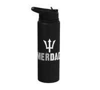 Funny MERDAD Protector Mer Father Mermaid Daughter Guard Dad Stainless Steel Insulated Water Bottle