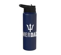 Funny MERDAD Protector Mer Father Mermaid Daughter Guard Dad Stainless Steel Insulated Water Bottle