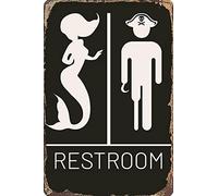 Funny Mermaid Pirate Vintage Restroom Door Sign Bathroom Decor Use For Nautical,Mermaid,Pirate,Beach,Ship Themed Wall Decor 12" * 8" (515)