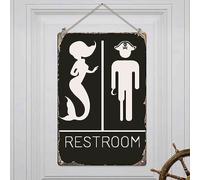 Funny Mermaid Pirate Vintage Restroom Door Sign bathroom signs Bathroom Decor Use For Nautical,Mermaid,Pirate,Beach,Ship Themed Wall Decor