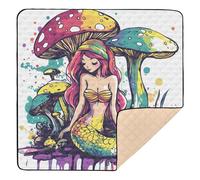 Funny Mermaid Soft Foam Baby Gym & Activity Mat for Indoor Outdoor Cozy Breathable Travel Play Mat for Baby Kids Toddlers Infants, 50'' x 50''