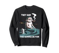 Funny Mermaid Ugly Mermaid Smoking Merman Drinking Beer Sweatshirt