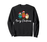 Funny Merry Chickmas Chicken Xmas Lights Santa Hat Design Sweatshirt