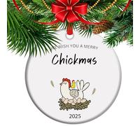 Funny Merry Chickmas Ornament, Christmas Chicken Ornaments, Farm Life Ornament, Funny Chick