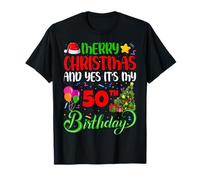 Funny Merry Christmas Yes It's My 50th Birthday Christmas T-Shirt