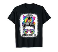 Funny Messy Bun Caregiver Life Nurse Caregiving Motivation T-Shirt