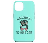 Funny Messy Bun Saying For New Mama And Leopard Mom Case for iPhone 13