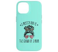 Funny Messy Bun Saying For New Mama And Leopard Mom Case for iPhone 14
