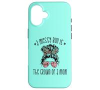 Funny Messy Bun Saying For New Mama And Leopard Mom Case for iPhone 16