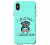 Funny Messy Bun Saying For New Mama And Leopard Mom Case for iPhone X/XS