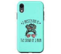Funny Messy Bun Saying For New Mama And Leopard Mom Case for iPhone XR